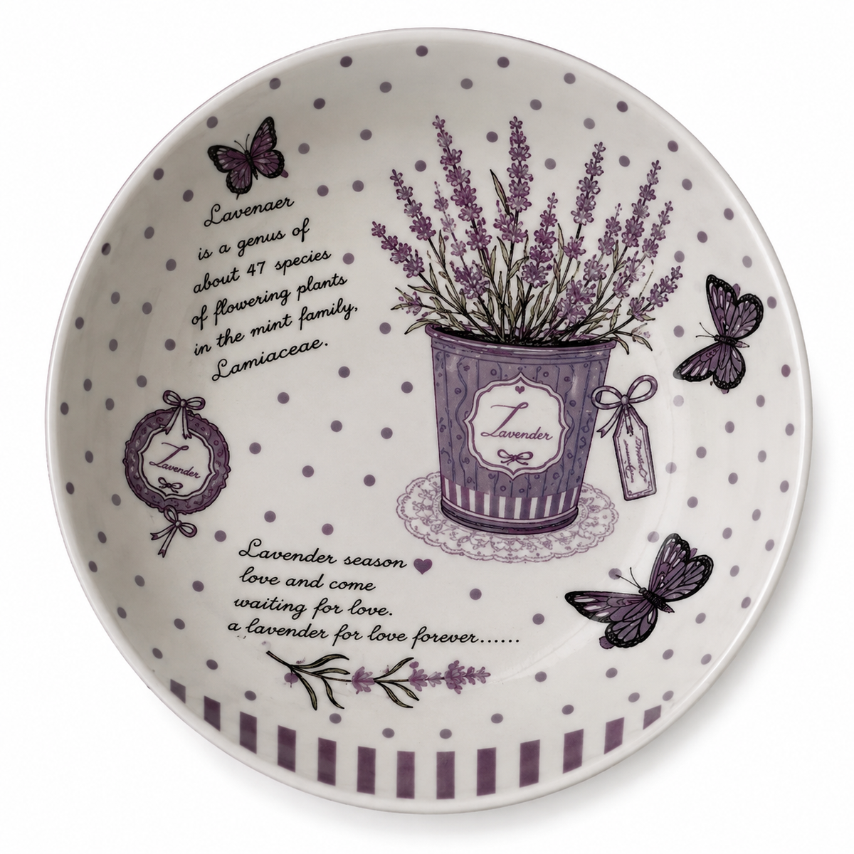 Lavender Butterfly Deep Dinner Plate 8inch