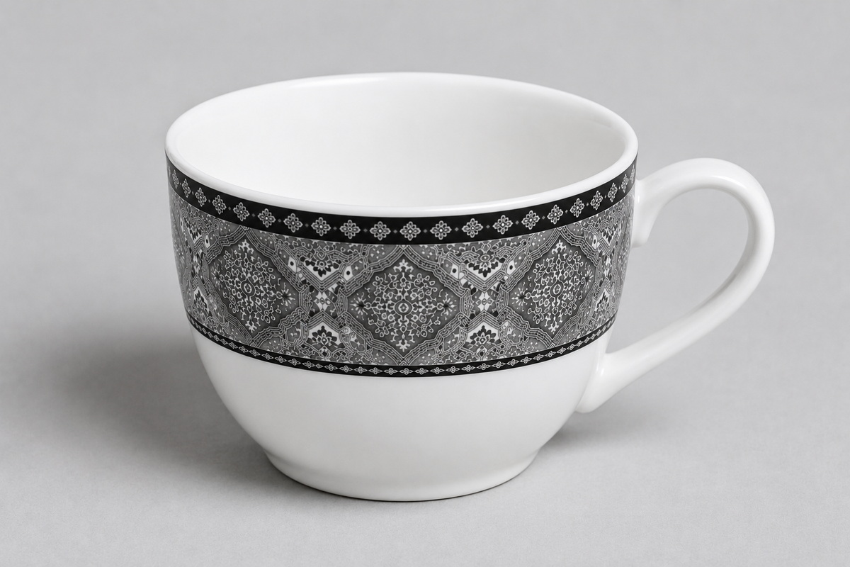 Elegant Grey Ornamental Porcelain Cup