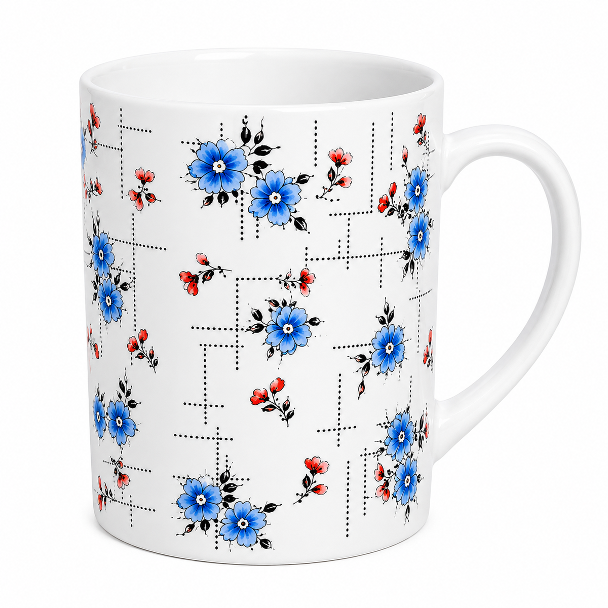 Blue Floral Clover Mug