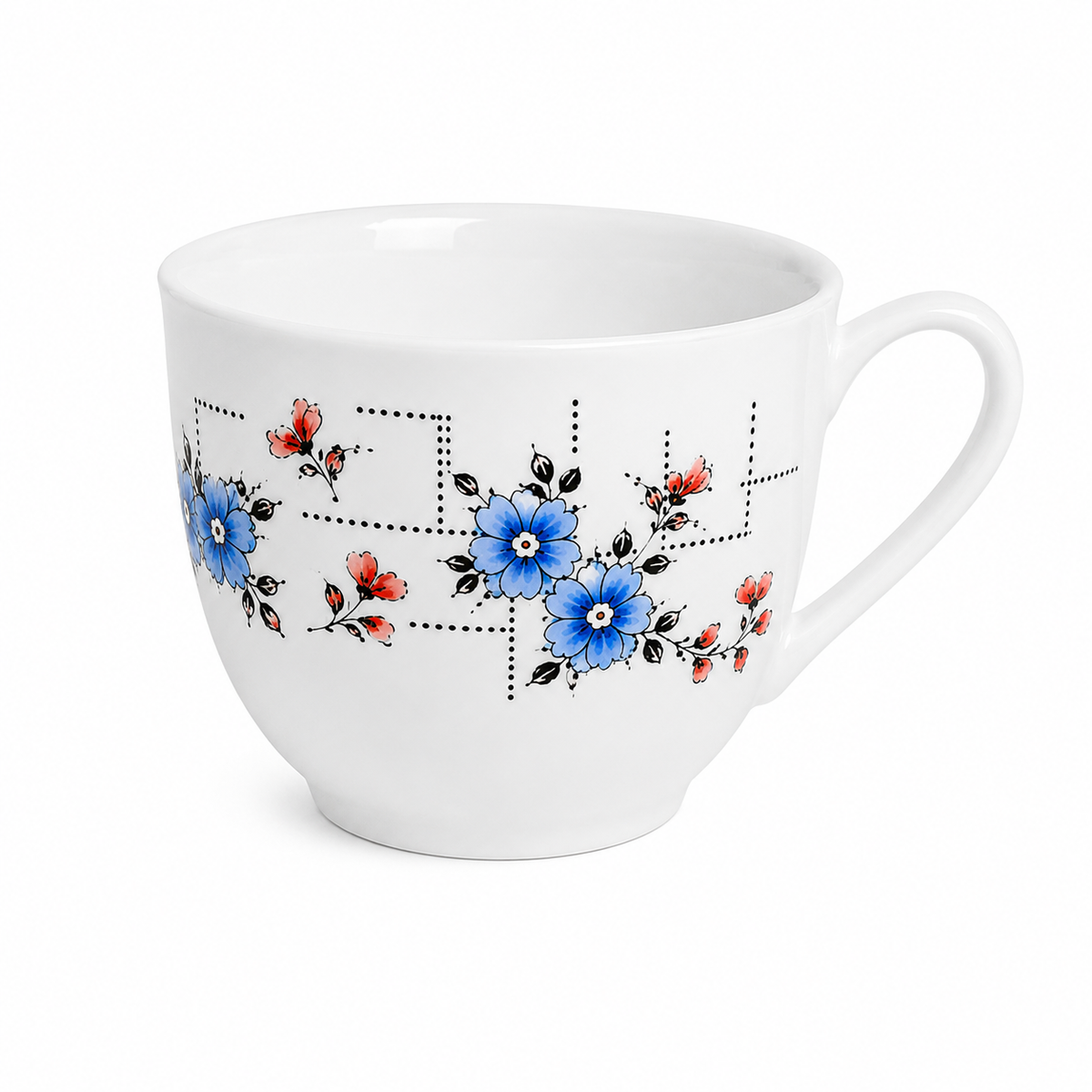 Blue Floral Clover Cup