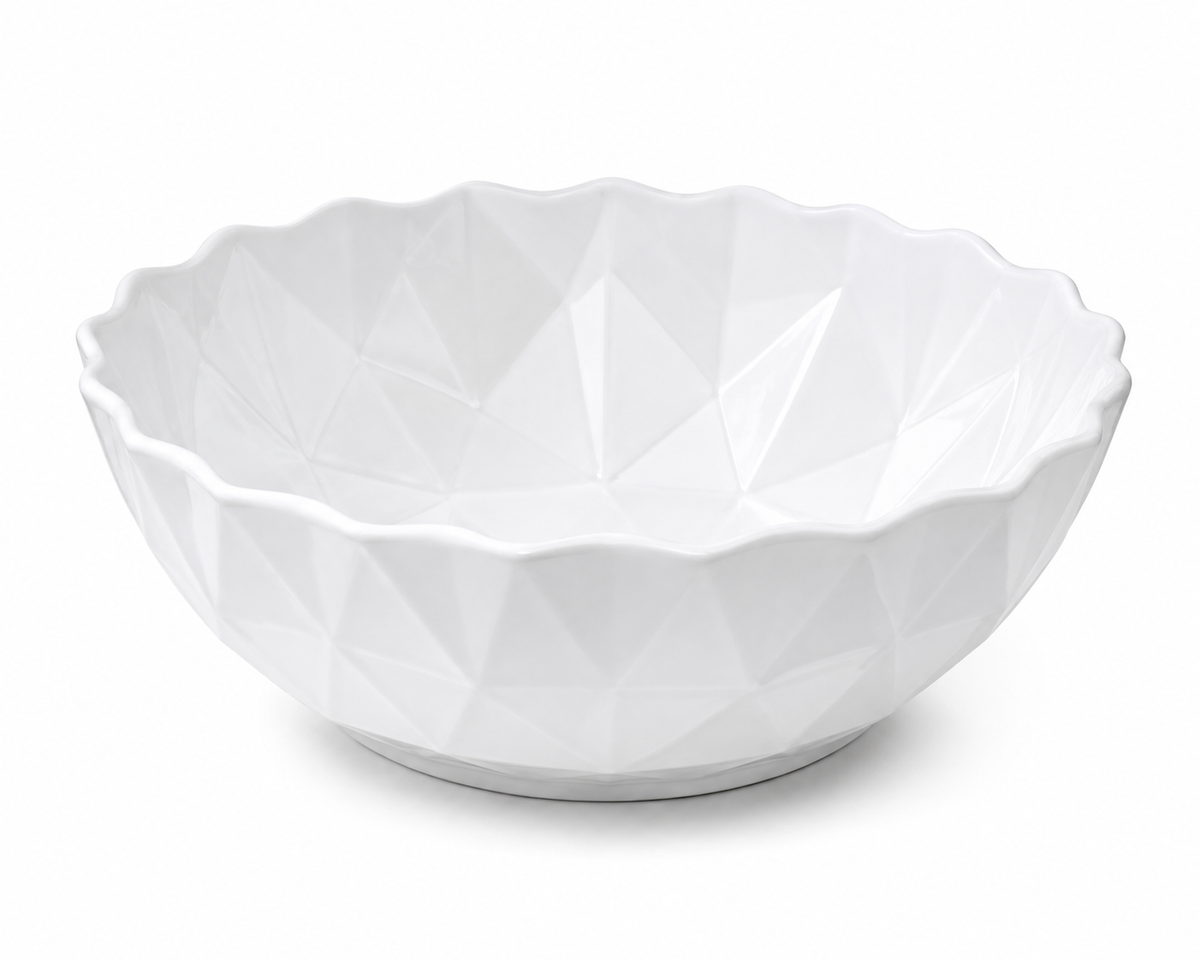 White Scalloped Porcelain Deep Bowl / Soup Bowl 9inch