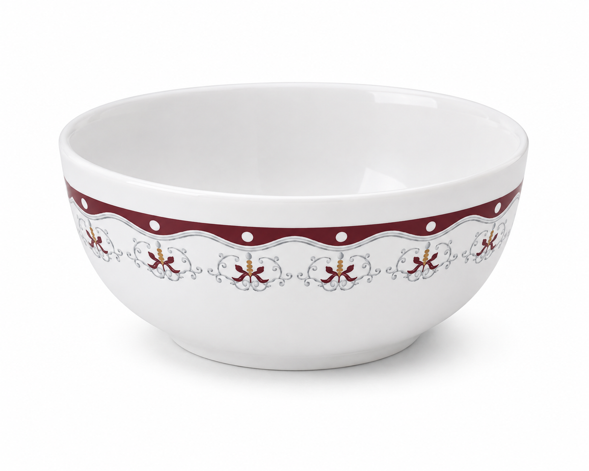 Burgundy Classic Floral Bowl 8inch
