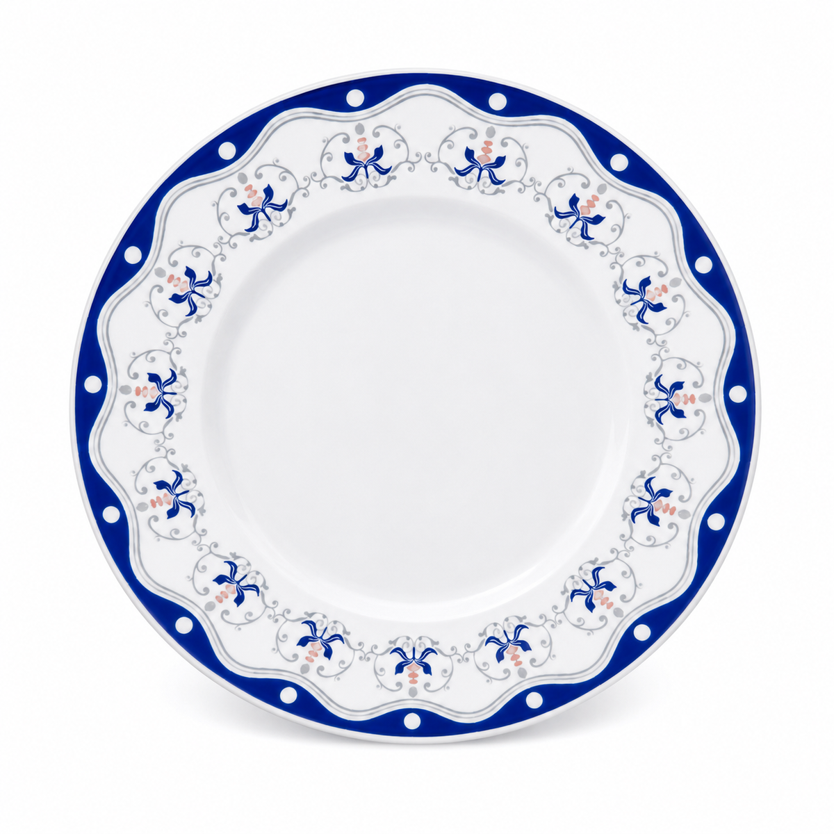 Elegant Blue & Grey Ornamental Side / Dessert Plate 7.5inch