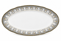 Farfurie Ovală de Servire Elegantă, Ornată, Gri & Auriu 13inch