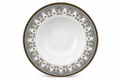 Elegant Grey & Gold Ornamental Deep Soup Plate 9inch