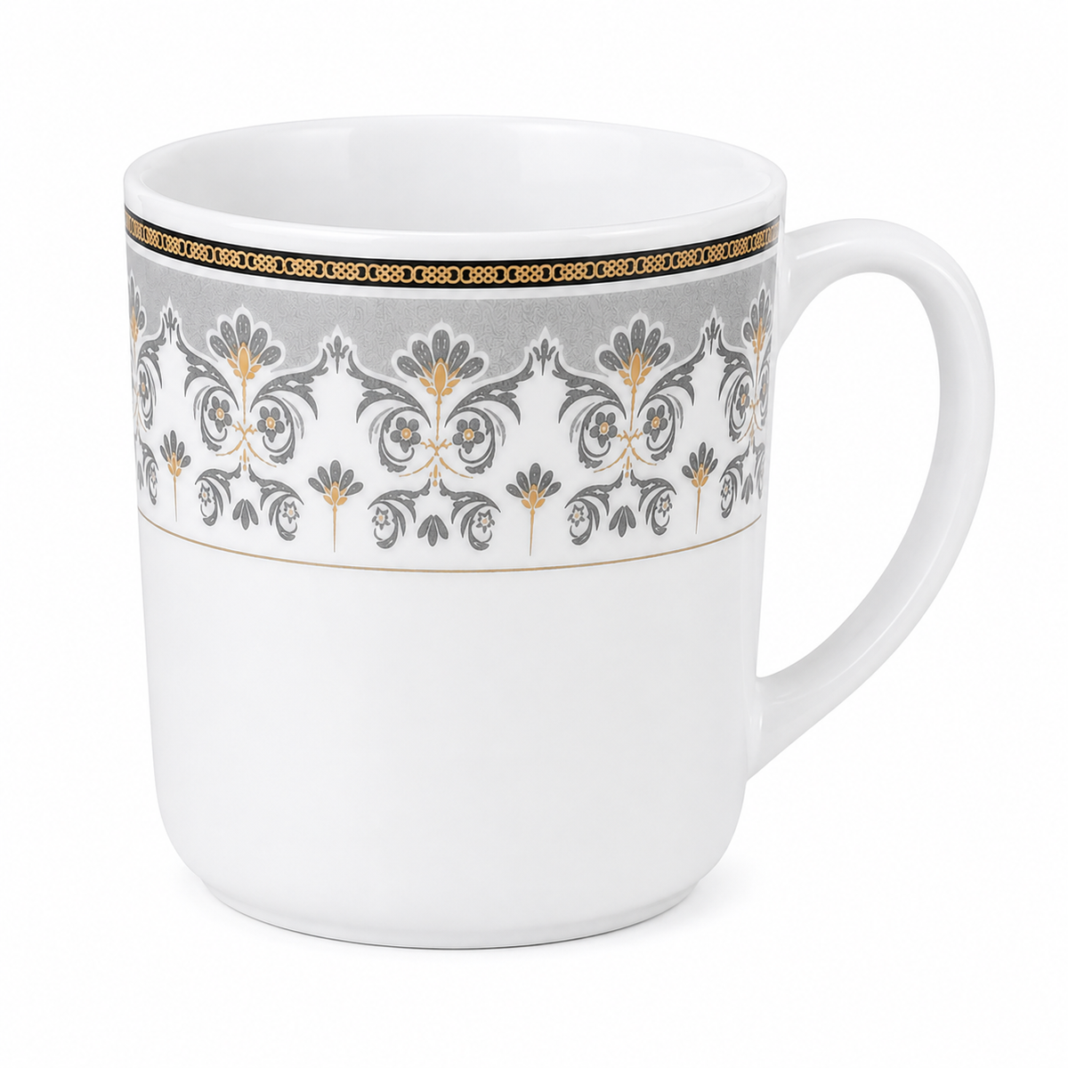 Elegant Grey & Gold Ornamental Mug