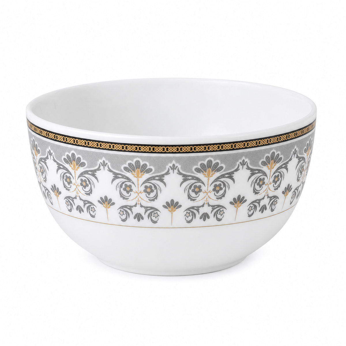 Elegant Grey & Gold Ornamental Bowl 8inch