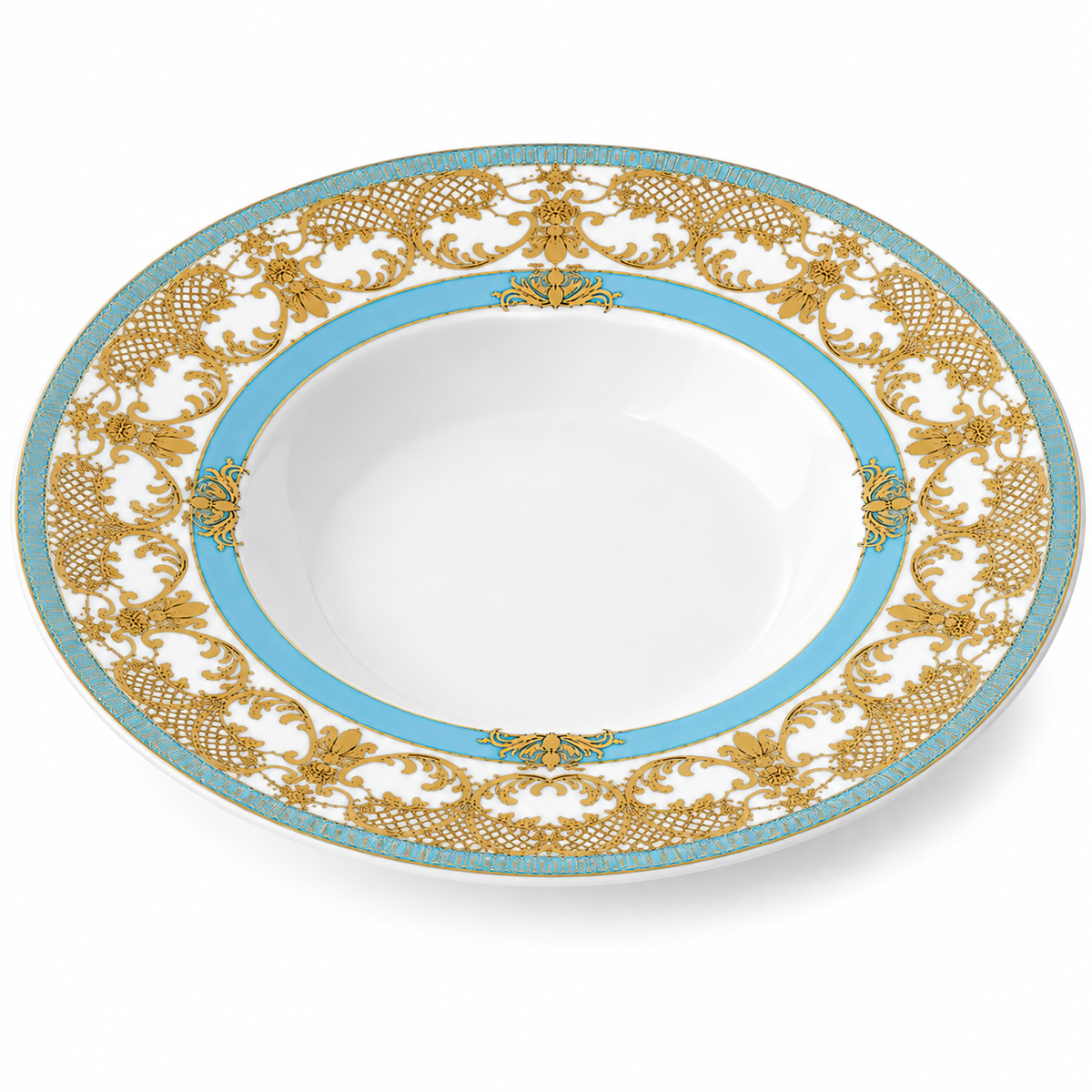 Turquoise Gold Elegance Deep Soup Plate
