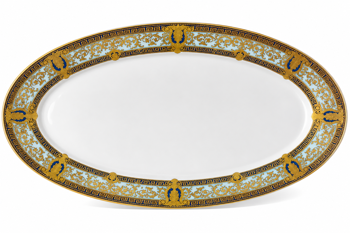 Royal Blue & Gold Elegance Oval Serving Plate / Dish