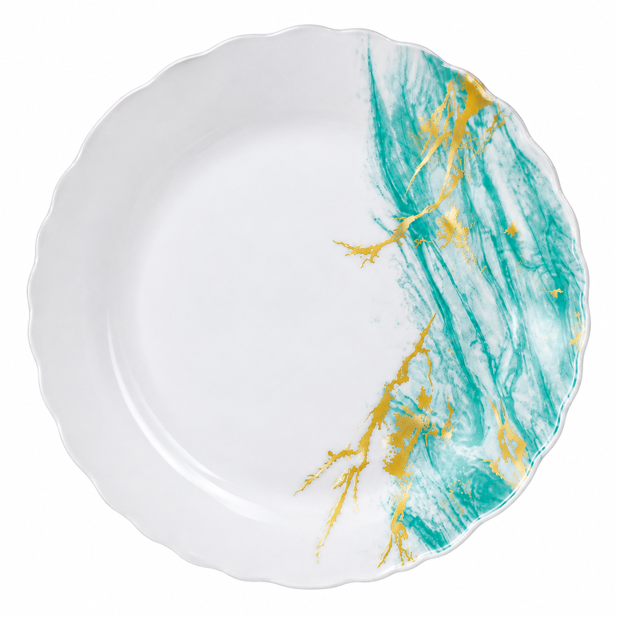 Turquoise & Gold Marble Dessert Plate 7.5inch