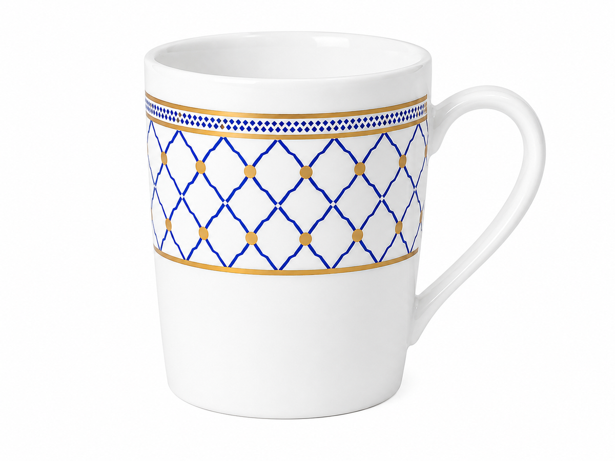 Royal Blue Lattice Porcelain Cup Mug