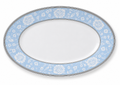 Light Blue Floral Oval Serving Plate 13inch