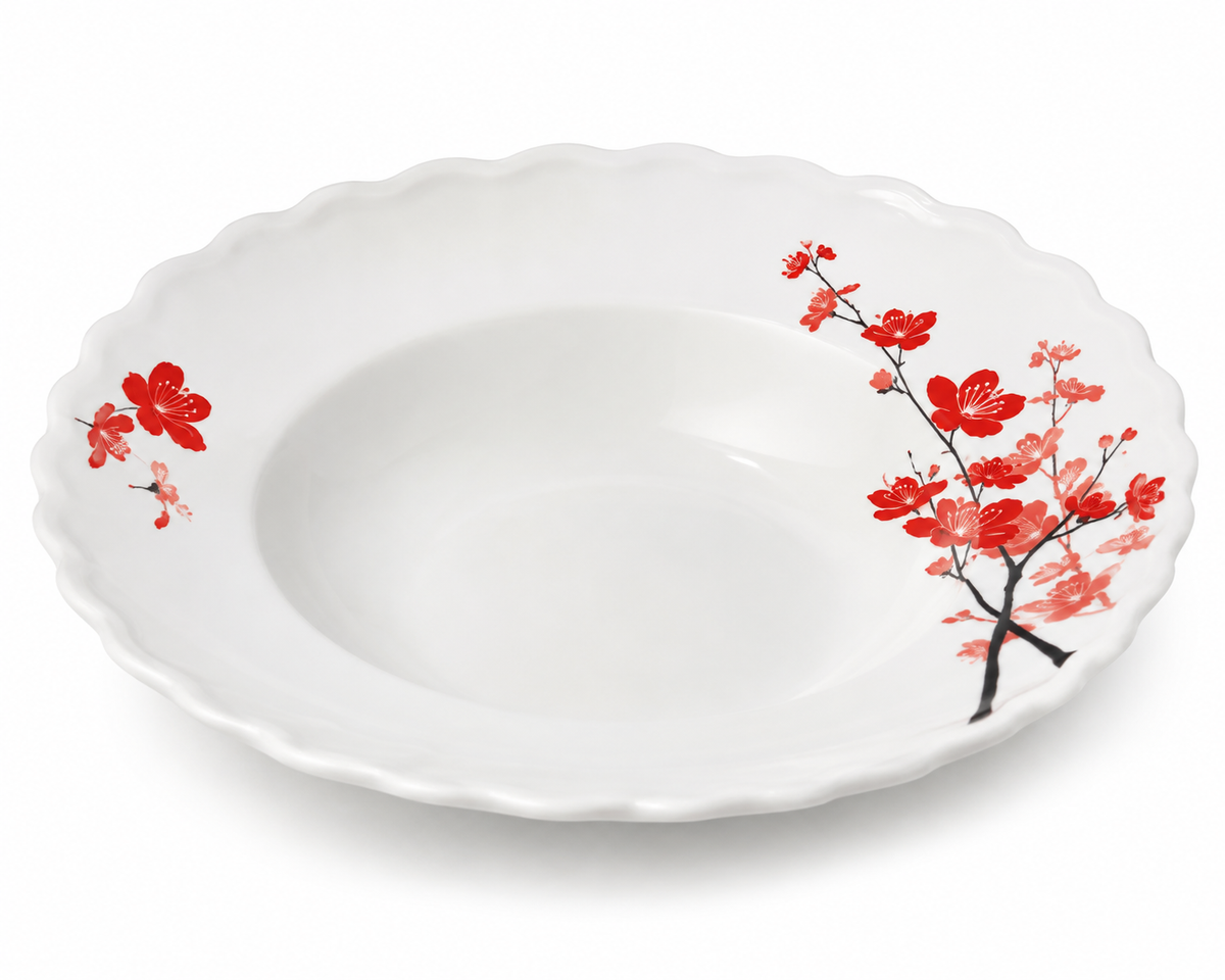 Floral Blossom Porcelain Deep Soup Plate