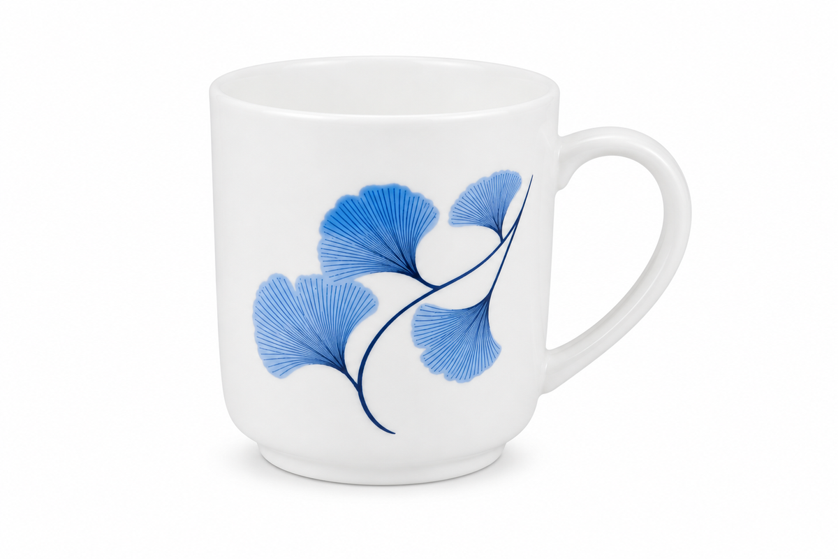 Blue Ginkgo Porcelain Mug