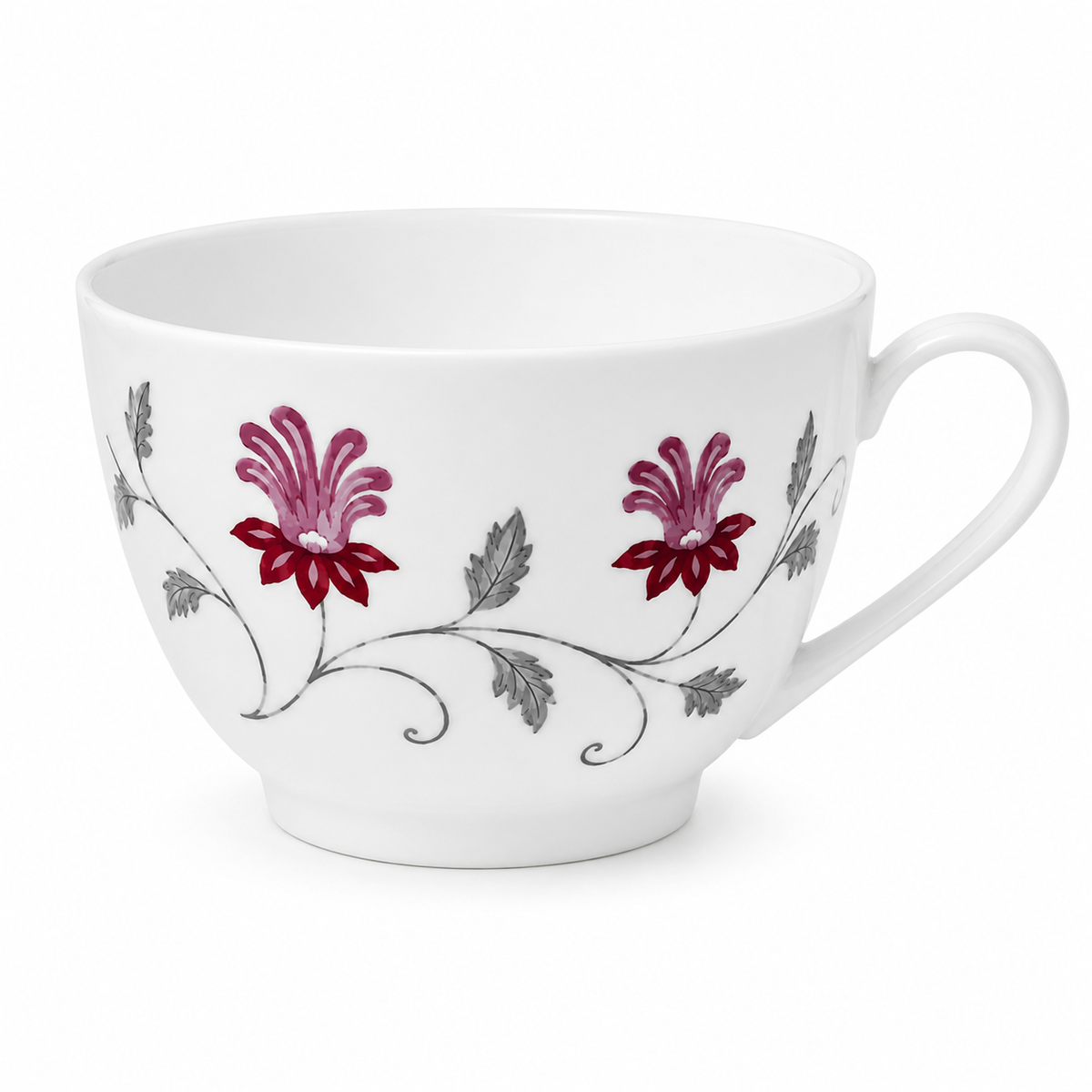 Burgundy Floral Porcelain Cup