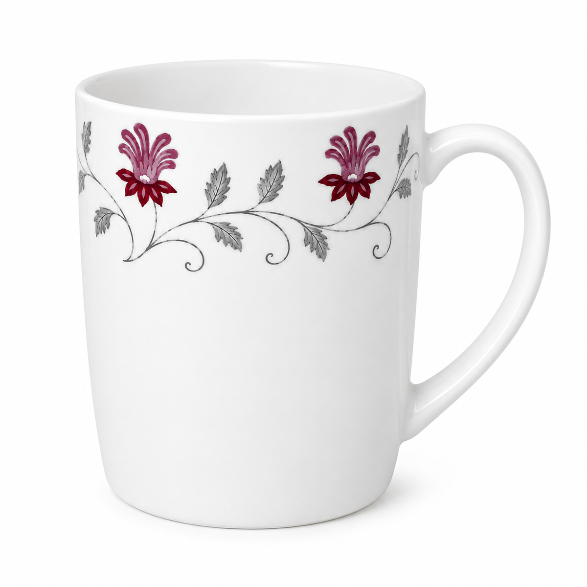Burgundy Floral Porcelain Mug