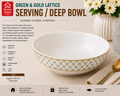 Green & Gold Lattice Patterned Bowl 7inch
