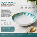 Aqua Floral Porcelain Bowl 7inch