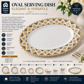 Gold & Gray Ornamental Oval Shape Serving Plate 13inch
