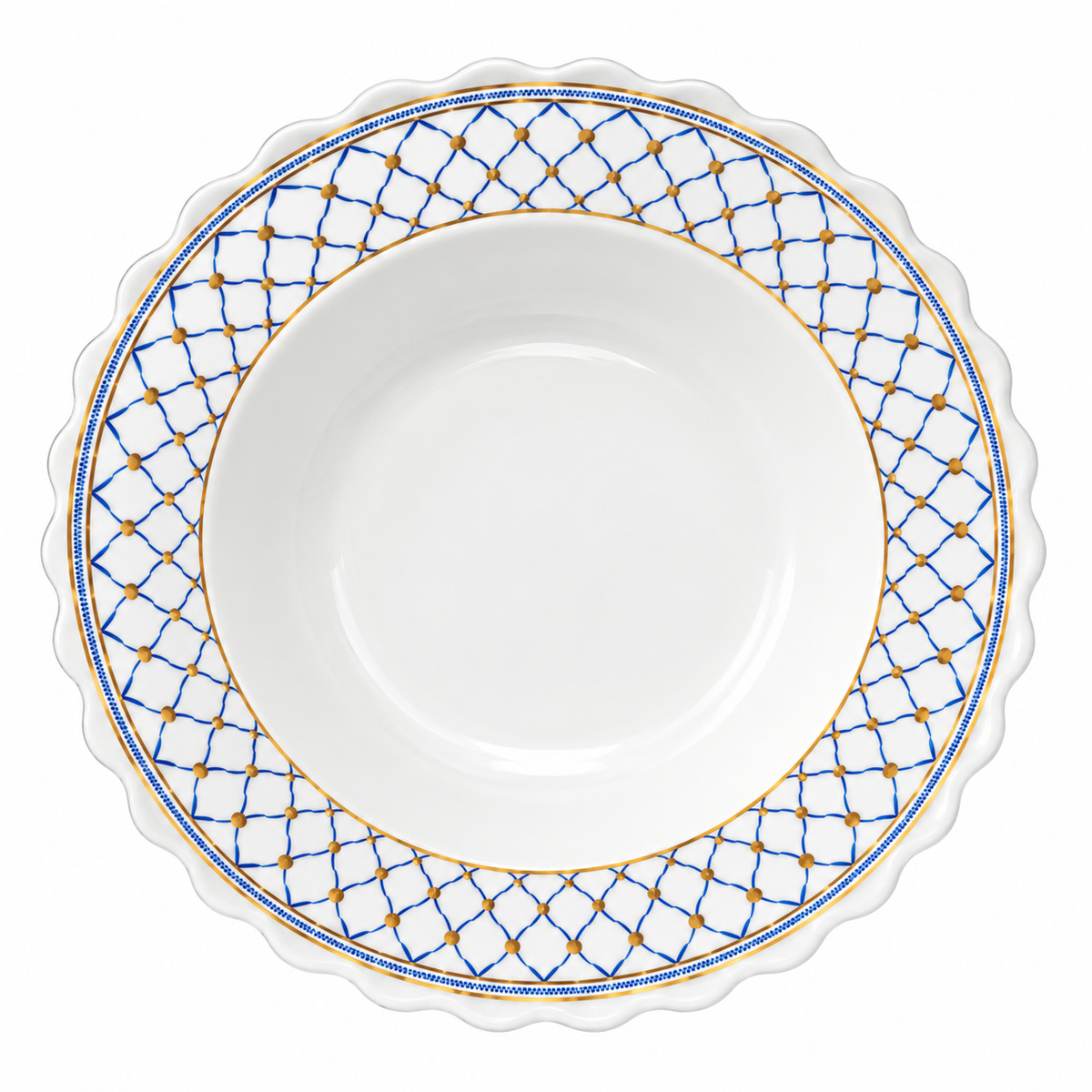 Royal Blue Lattice Deep Soup Plate 9inch