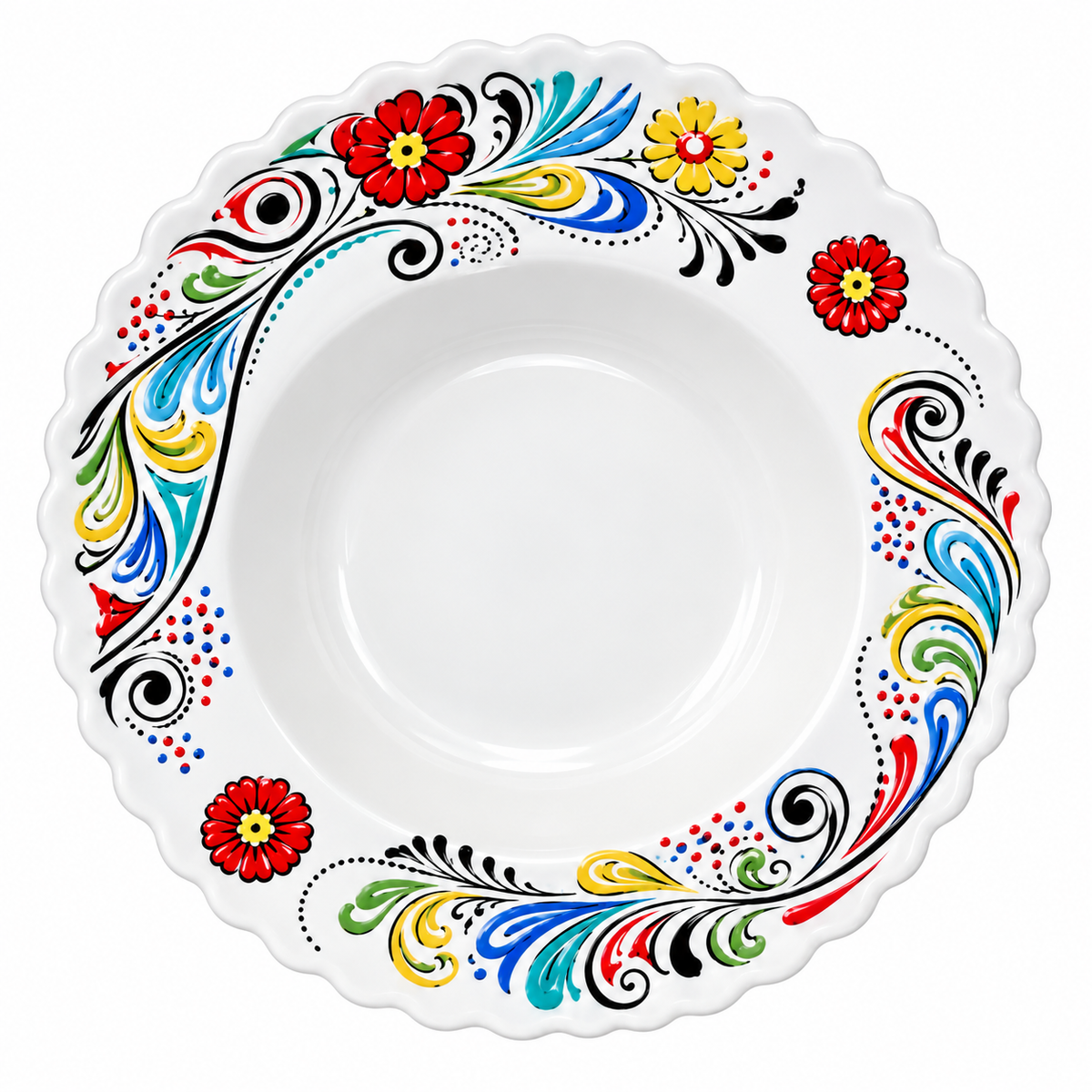 Colorful Ornamental Porcelain Deep Soup Plate 4.9inch