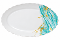 Turquoise & Gold Marble Oval Serving Plate 13inch