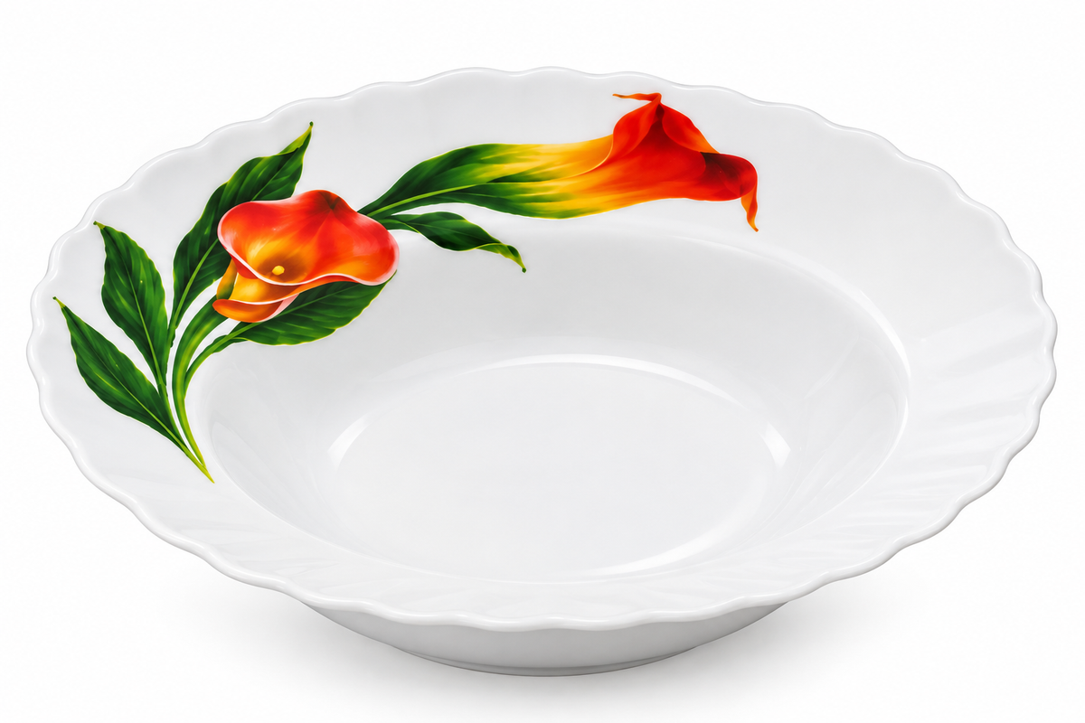 Calla Lily Porcelain Deep Soup Plate 9inch