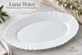 Luna Wave White Porcelain Oval Serving Plate 13inch