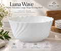 Luna Wave White Porcelain Deep Serving Bowl 9inch