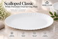 Scalloped Classic White Porcelain Oval Serving Plate 13inch