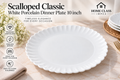 Scalloped Classic White Porcelain Dinner Plate 10inch