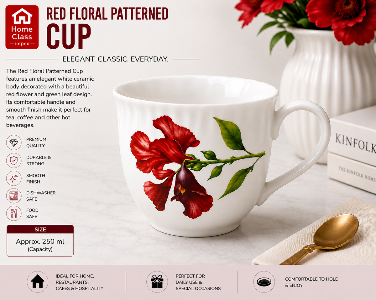 Red Floral Patterned Cup