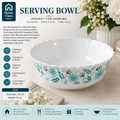 Turquoise Floral Patterned Serving Bowl 7inch
